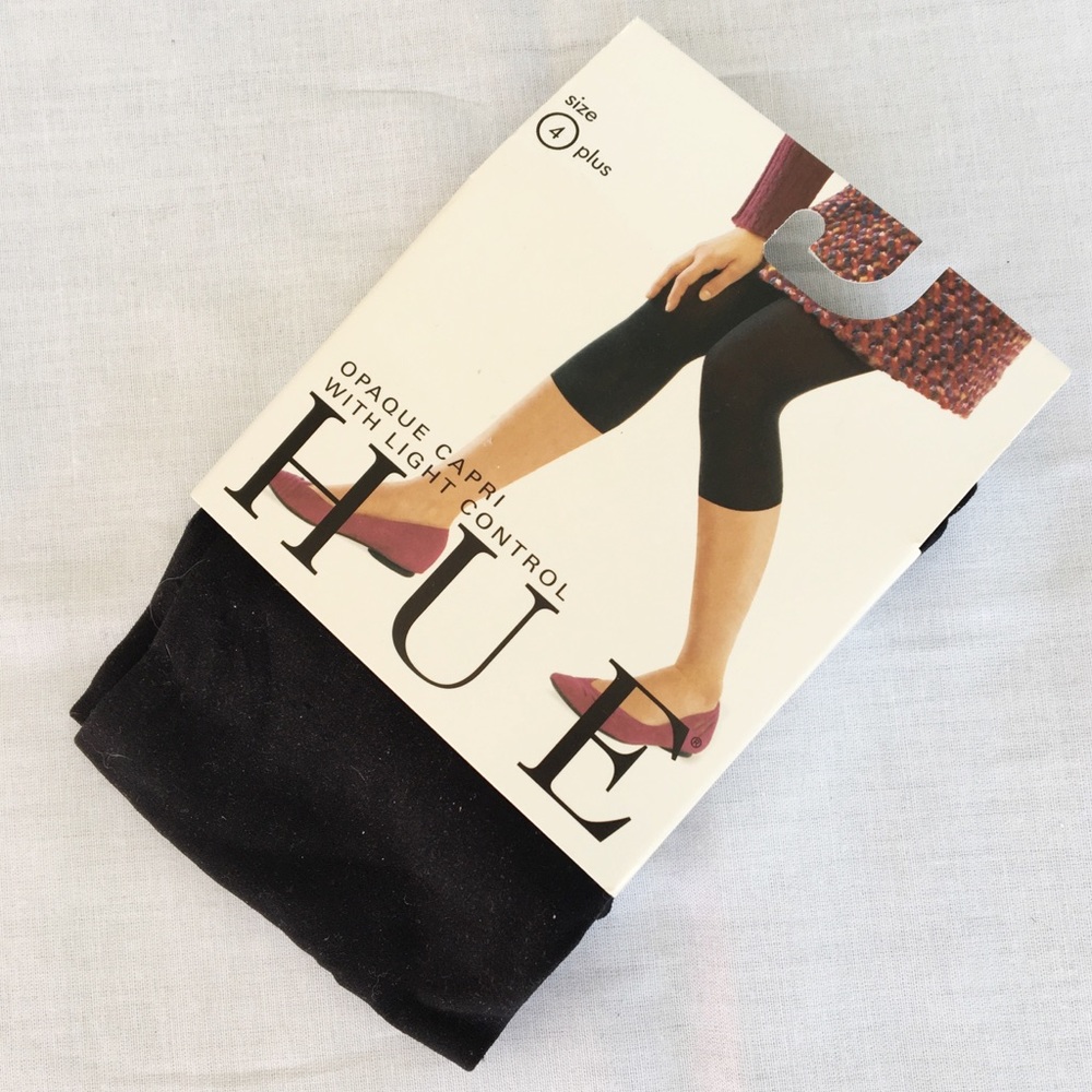 HUE Black Opaque Capri Tights Size 4